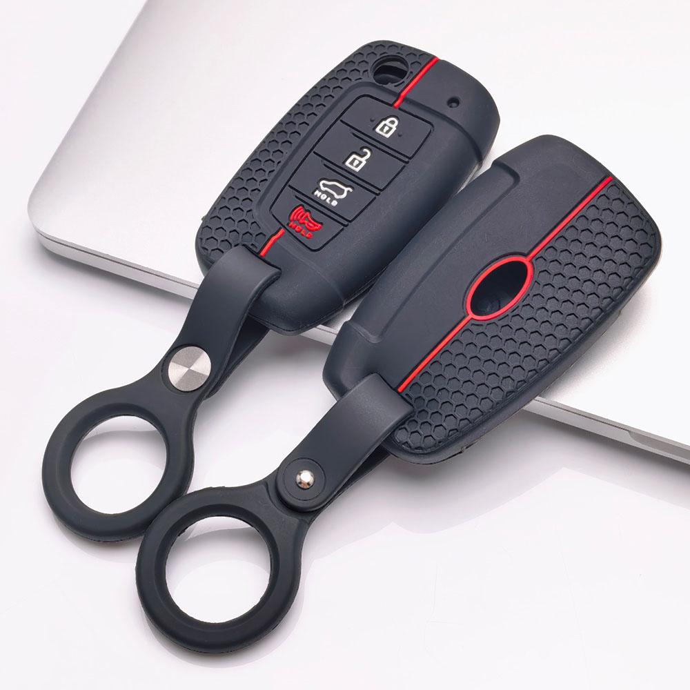 Silicone Car Key Fob Cover Compatible with Kia Optima Sorento Sportage Forte Soul Rio for Hyundai, Fits Hyundai Sorento Sportage Rio Elantra Tucson