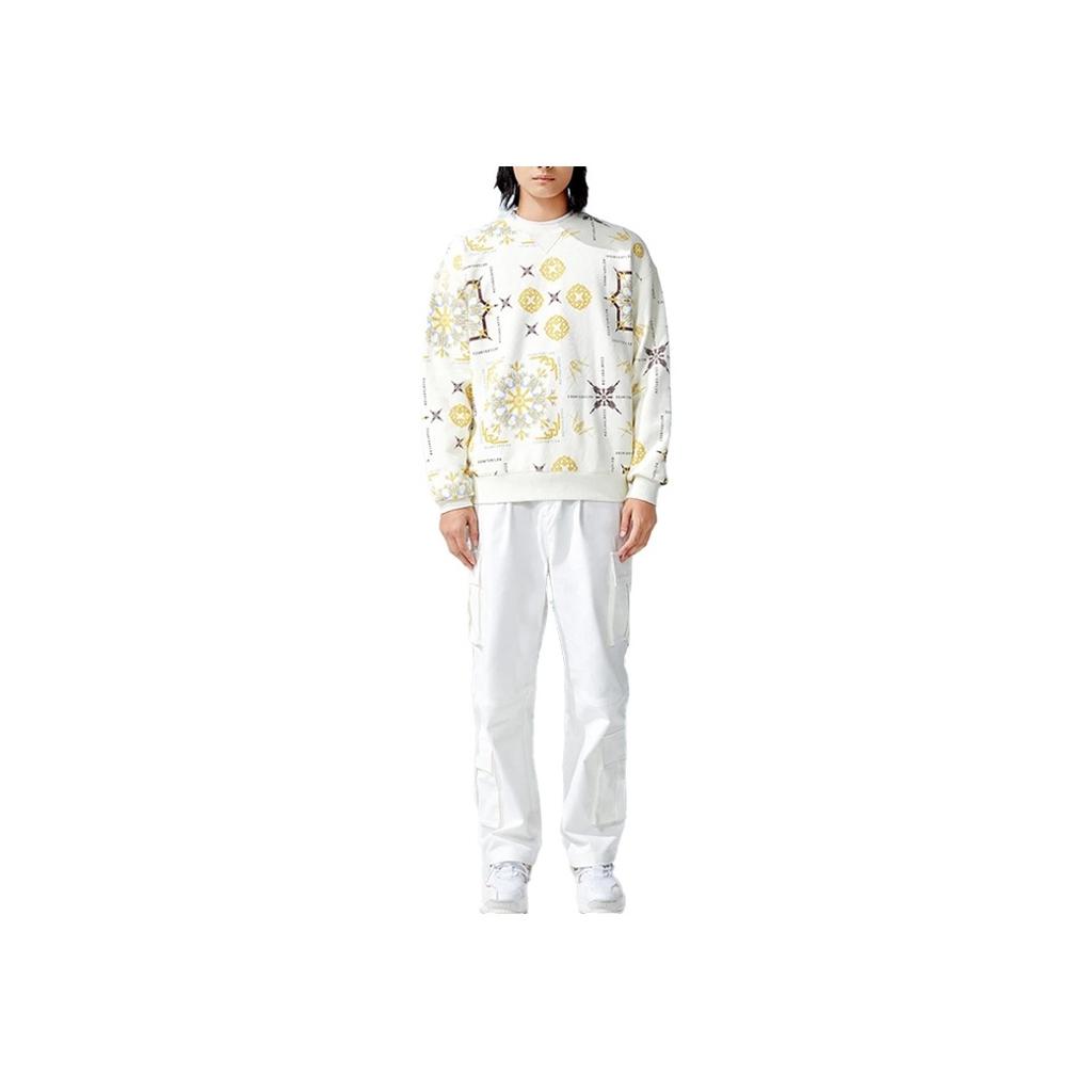 Li Ning CF Wu Xing Series Full Print Ethnic Pattern Loose Pullover Sweatshirt Unisex Sweatshirt Off-White AWDRG13-3
