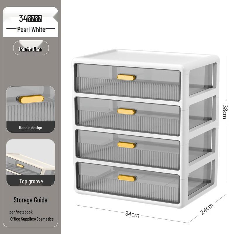 Transparent Large Capacity Cosmetic Storage Box with Drawers for Makeup, Jewelry, and Masks