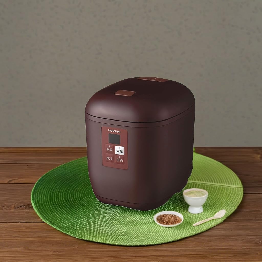 Kozumi Rice Cooker Small Rice Cooker with Brown Mini, Timer, (0.5-1.5 cups), KSC-1512/T