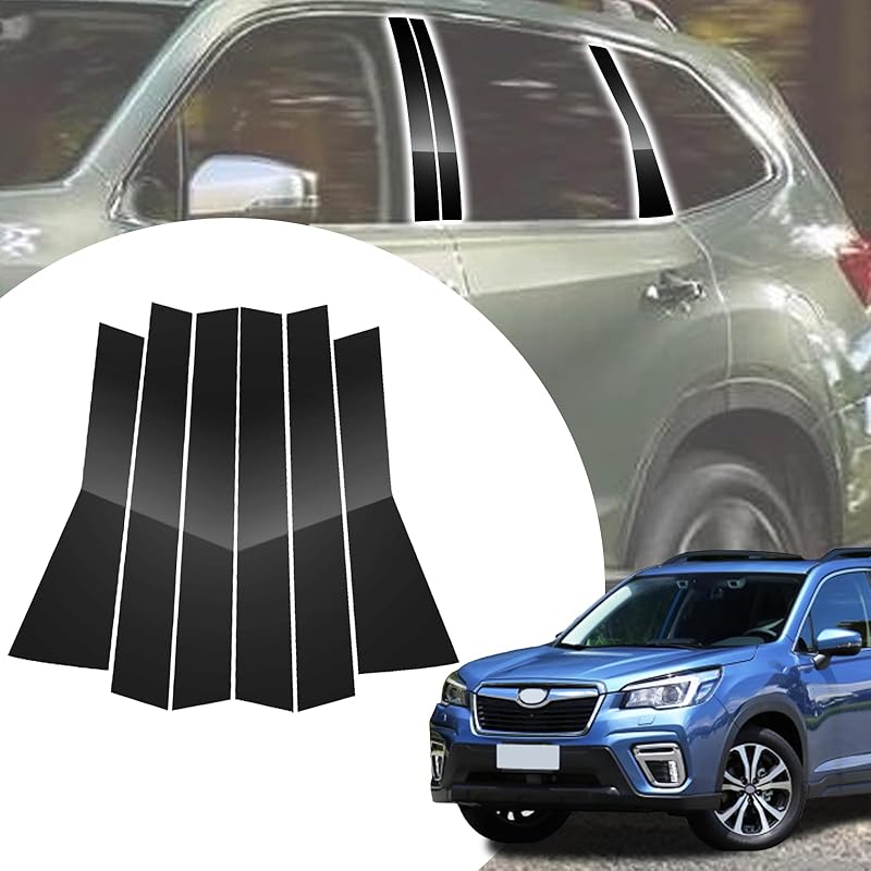 6pcs Glossy Black Exterior Door Window Pillar Posts Molding Cover Panel Trim Stickers Side Door Window Cover Trim Kits for Honda Civic 11th Gen  