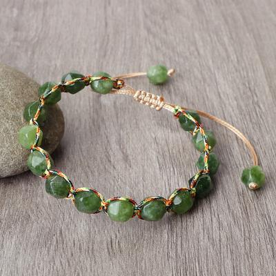 Bracelet pour femme en pierre malaise taille face 8mm Agate jaune Fait main Tressé Bracelet de poignet Vacances Guérison Plage Hommes Bijoux Cadeau