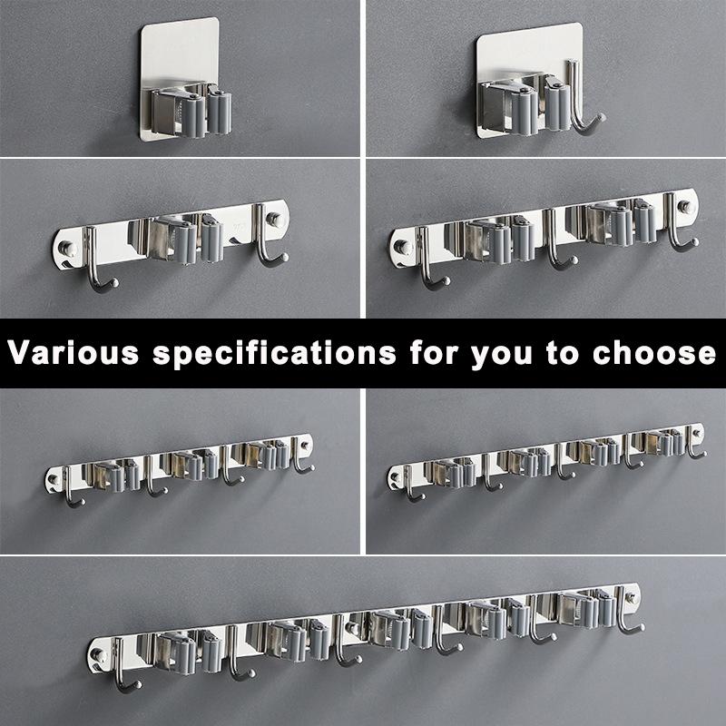 Hanger Heavy Duty Stainless Steel Space Saving Mop Rack Organizer Laundry Room Broom Holder Storage Hook Wall Mount