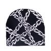 Street Style Acrylic Knit Hat For Men And Women With Letter Embellishments Chain