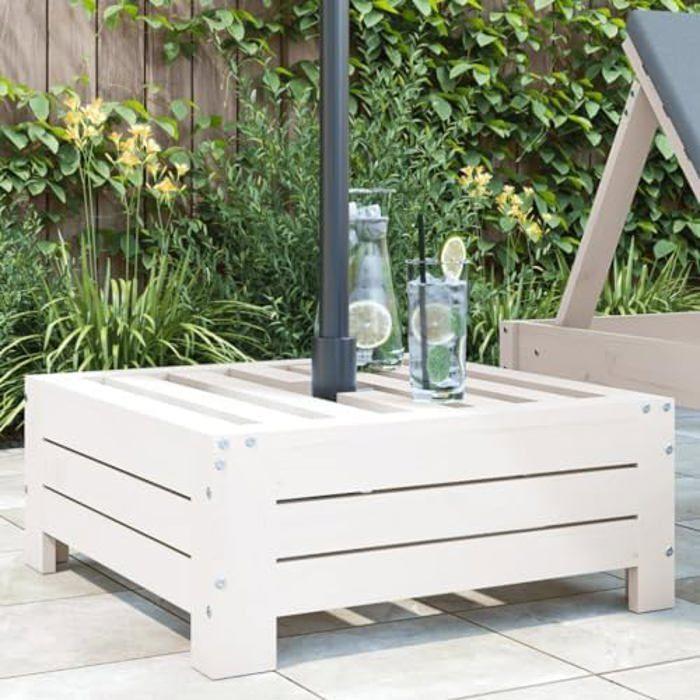Base Cover for Parasol - VIDAXL - Solid Pine Wood - White - 63.5x63.5x26 Cm - Decorative
