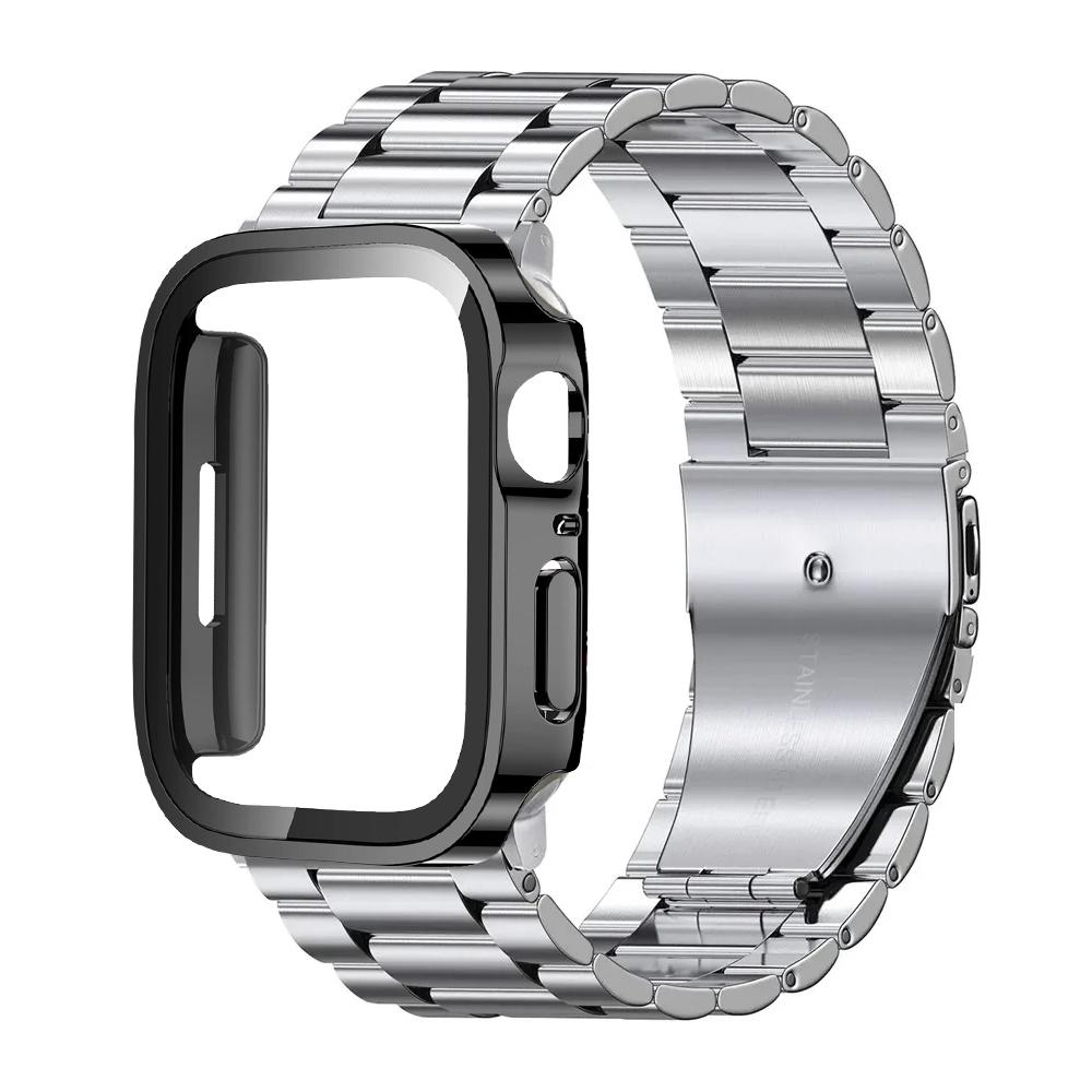 Λουράκι+Κάσα από Ανοξείδωτο Ατσάλι Για Apple Watch Ultra 3 49mm Λουράκι 40mm 44mm 45mm 41mm Βραχιόλι correas iwatch Series 6/7/8/9