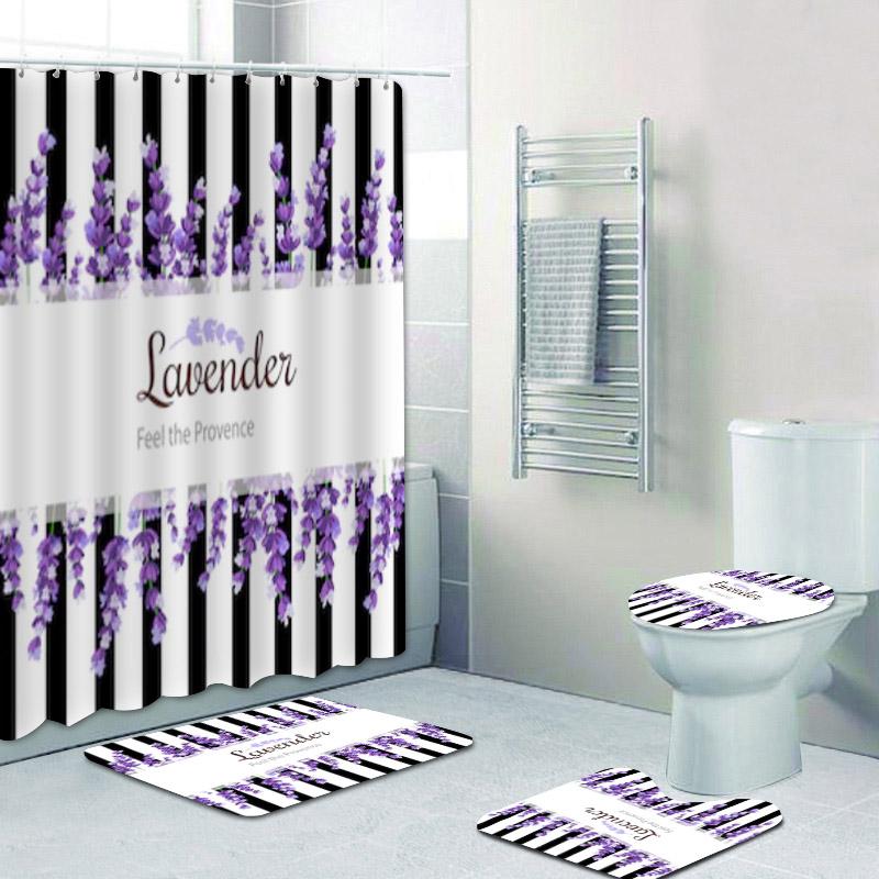 Elegant Bouquet Of Fantastic White Flowers 3D Style Shower Curtain Floral Bathroom Curtains With Bath Rugs Carpet Set Home Decor