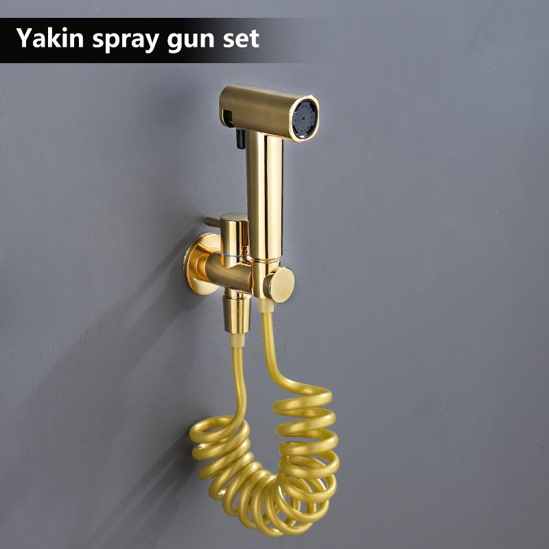 Grey Hand Held Bidet Sprayer Douche Toilet Kit Bidet Faucet Gold Round Shattaf Shower Head Copper Valve Set Jet Bidet Faucet