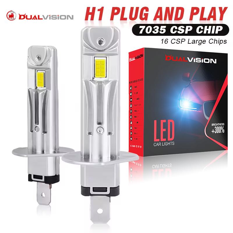 2PC 30000LM H1 LED Car Headlight Bulb H1 LED Canbus 1: 1 Size Fanles Wireless Mini Size LED Bulb LED Plug and Play 6000K 12V 24V plug and play