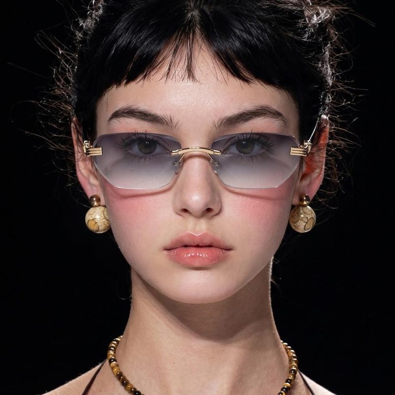 Fashion Men Women Sunglasses Rimless Metal Frame Vintage Beach Travel Outdoor Eyewear