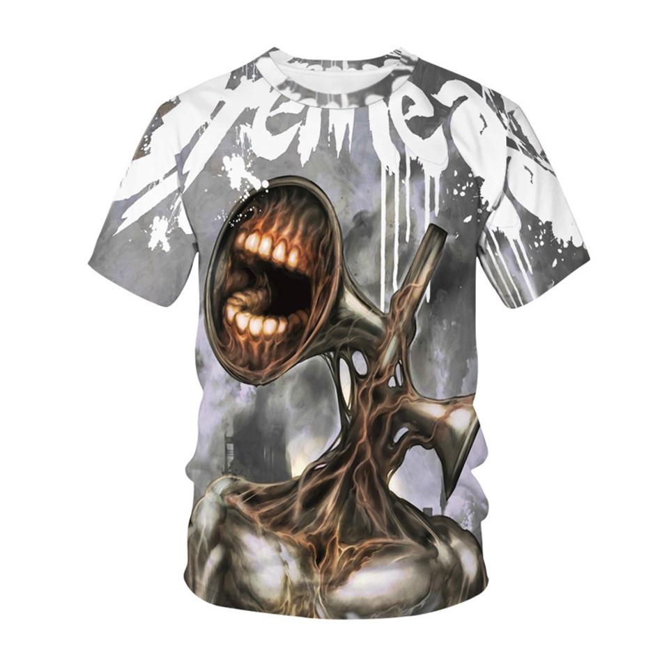 Camisetas de Verão Siren Head com Estampa 3D Streetwear Moda Masculina Casual Oversized Gola Redonda Manga Curta Camisetas Tops Roupas