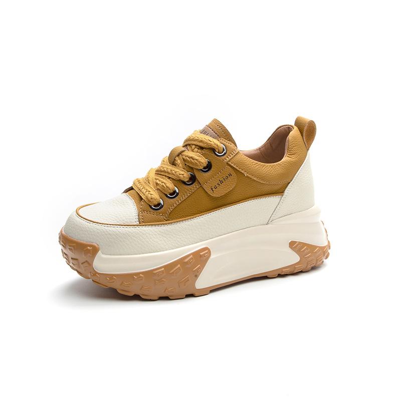 Autumn and winter retro lightweight inner heightening platform fashion casual versatile sports shoes leather shoes women