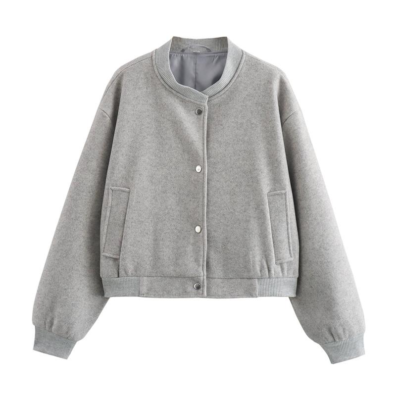 Women Jacket Cropped Bomber Jackets for Women Beige Black Tweed Jacket Woman Fashion Long Sleeve In Short Coats