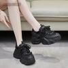 Fashion Women's Platform Sneakers New Spring Autumn Casual Chunky Women Vulcanized Shoes Beige Black Lace Up Sport Tennis Zapatillas
