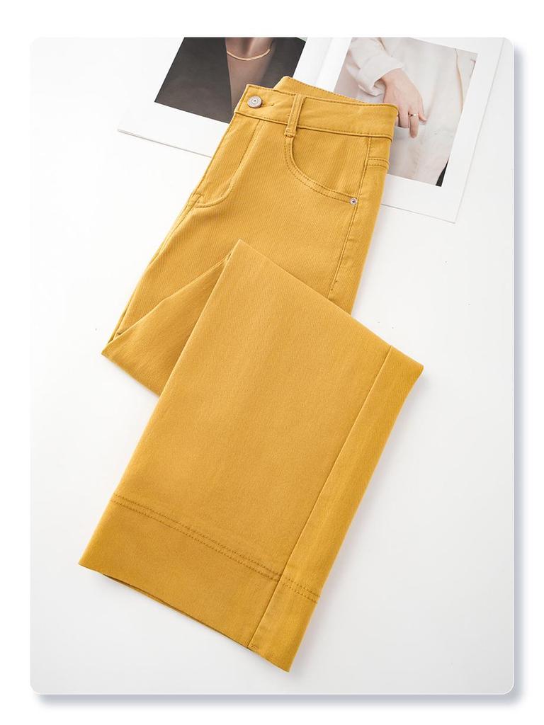 Damen Ingwergelbe Slim-Fit Straight-Leg Jeans - 2025 Frühling & Herbst Mode