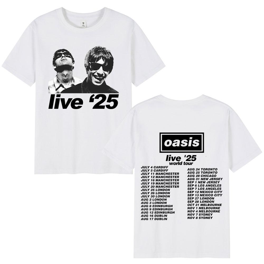 

British Rock Band O-Oasis Live 25 Tour T-Shirts Mens Women Casual O-Neck Short Sleeve T Shirts Fans Gift Fashion Vintage T-shirt S