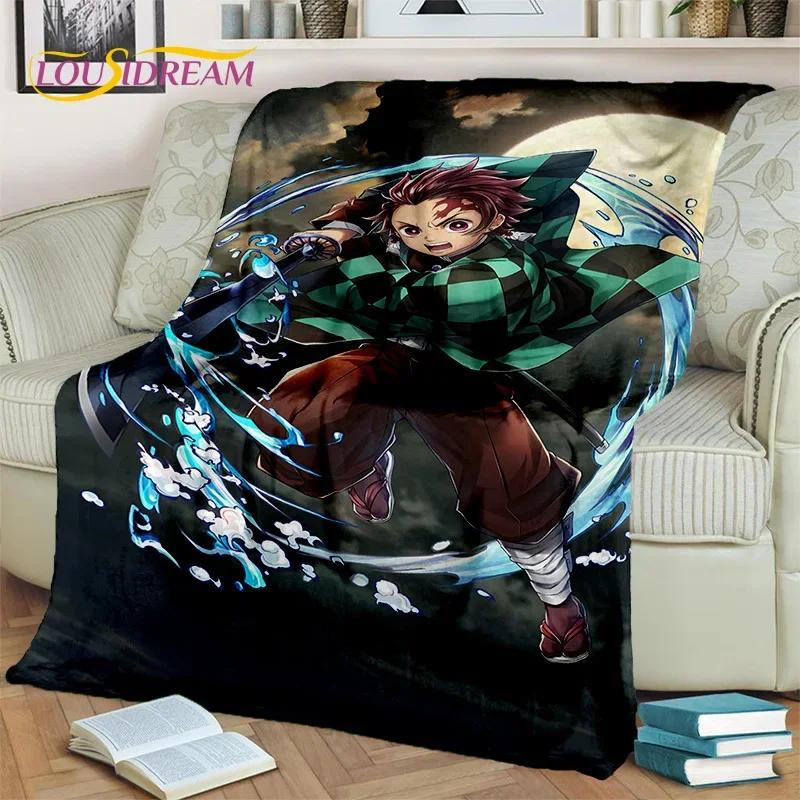 Kamado Nezuko Demon S-Slayer Japan Anime Mykt flanellteppe for senger Soverom Sofa Piknik, Kasteteppe for barn Utendørs Fritid