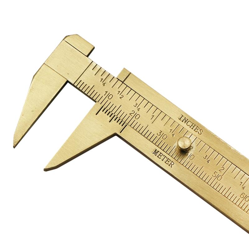 Vernier Caliper Copper Alloy Mini Brass Sliding Pocket Caliper Metal Double Scale for Measuring Gemstones & Jewelry