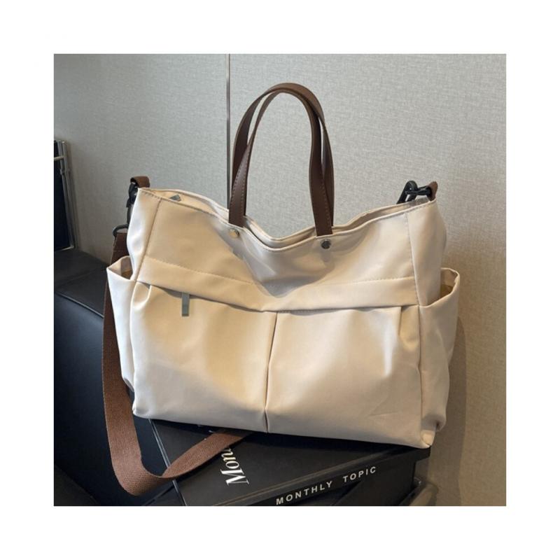 (beige) Stilvolle Nylon-Handtasche Mehrere Taschen Große Kapazität Damen-Tote-Bag Leichte Lässige Umhängetasche Tägliche Pendler Einkaufen