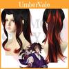 Black Red Gradient Wig For Anime Cosplay Medium Length With High-temperature Fiber