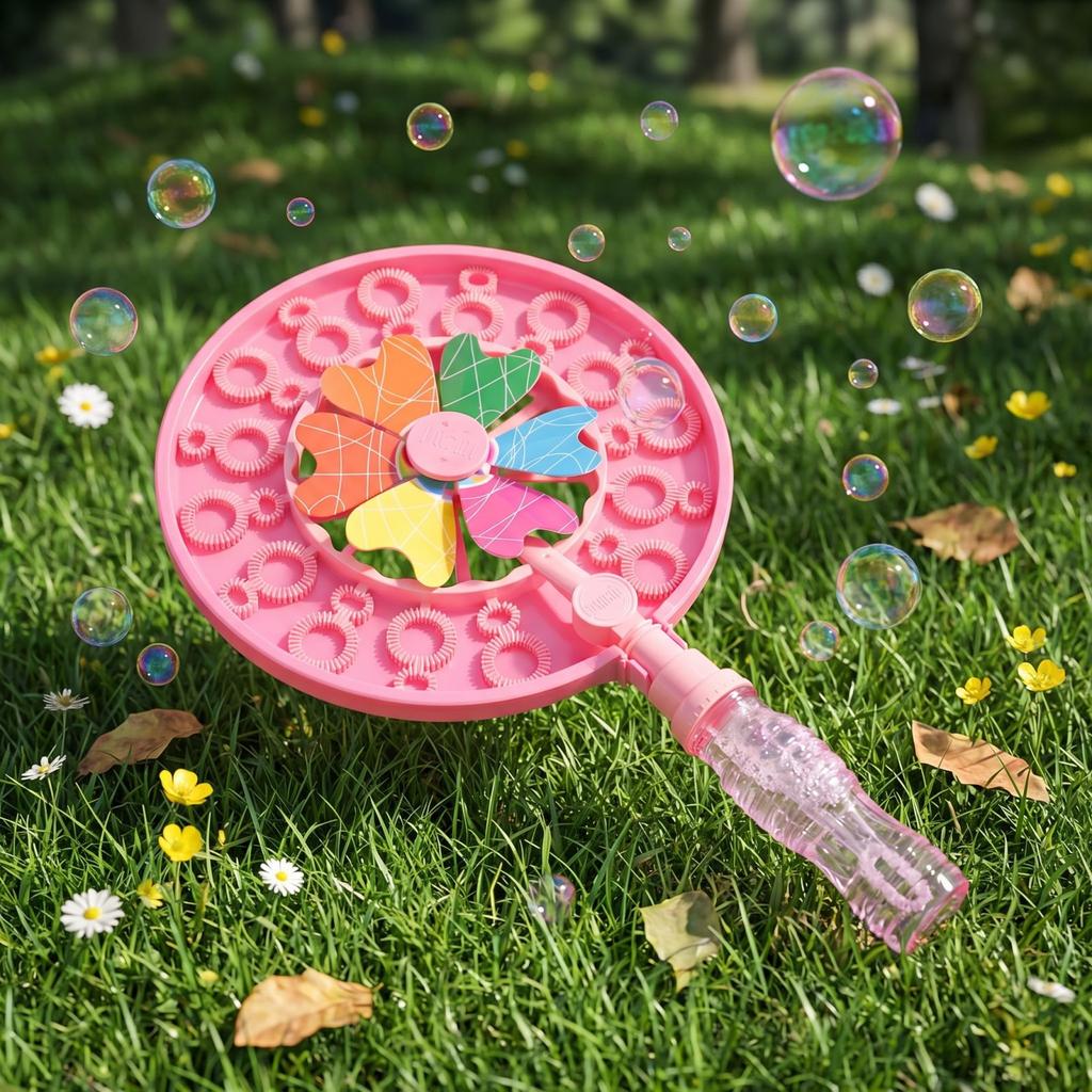 Handgehaltener Seifenblasenstab mit Doppelring-Design Mehrere Blasenöffnungen Cartoon-Stil Seifenblasen-Spielzeug für Kinder zum Spielen im Freien