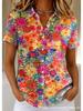 European and American summer hot-selling shirts, short-sleeved women's clothing, printed fashion lapel shirts, tops, casual women's clothing