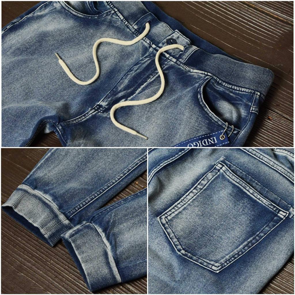 Cut Denim Set with Zip Hoodie and Jogger Pants and Sporty Top and Bottom Cut and Sewn Sweatshirt 26128 Size [slow&easy] (Casual Fashion) - Set,