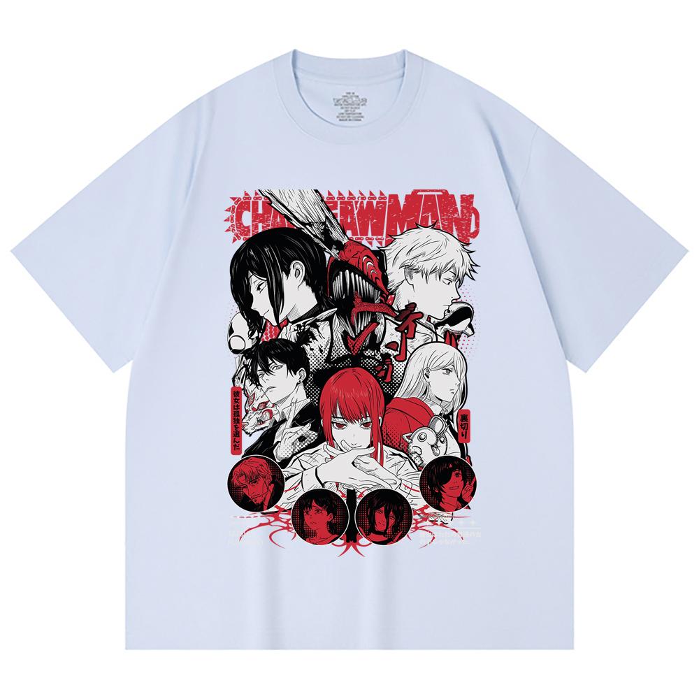 230 Gsm 100% Cotton Chainsaw Man V60 Print Unisex Heavy Cotton T Shirt