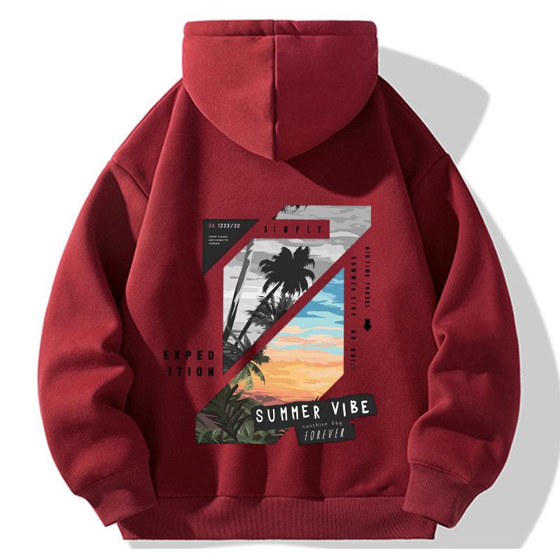 Unisex American Casual Printed Hooded Sweatshirt - Loose, Fashionable Long Sleeve Top