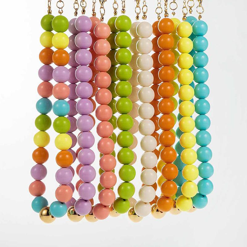 Solid Color Acrylic Bead Necklace Sweet Candy Colored Bead Fashion Cute Bohemian Handmade Colorful Collarbone Chain