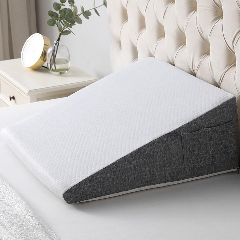 Triangular Memory Foam Wedge Pillow - Bedroom Backrest and Bedside Support Pillow