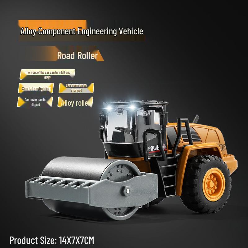 Car Cube Alloy Construction Vehicle Set: Loader, Excavator, Crane, Mixer Truck, and Road Roller Toy