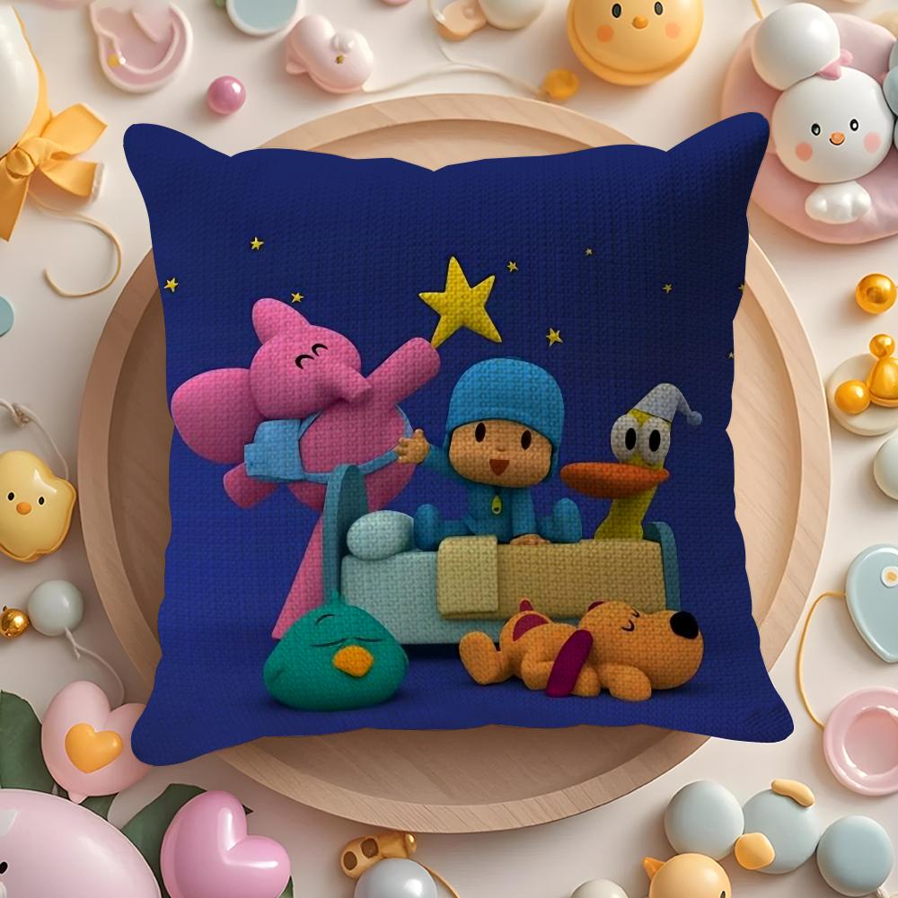 B-Boy-Girl-Pocoyo Kissenbezug Natürlicher Leinen Bio-Stoff Beidseitiger Druck Sofa Heimdeko Geschenk Kissenhülle