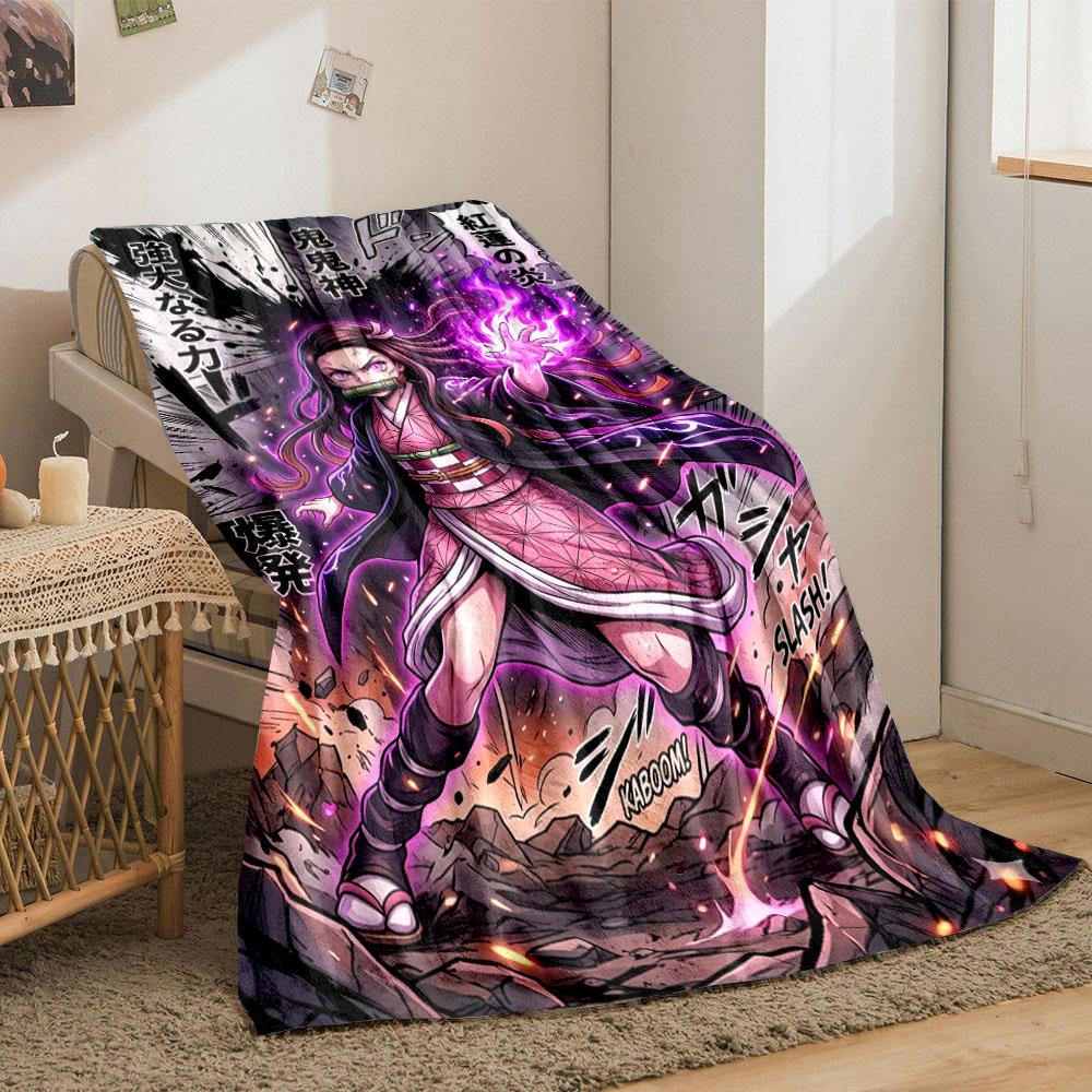 Fiery purple energy surrounds the character, emphasizing power and action. for all seasons blanket lunch break throw gift