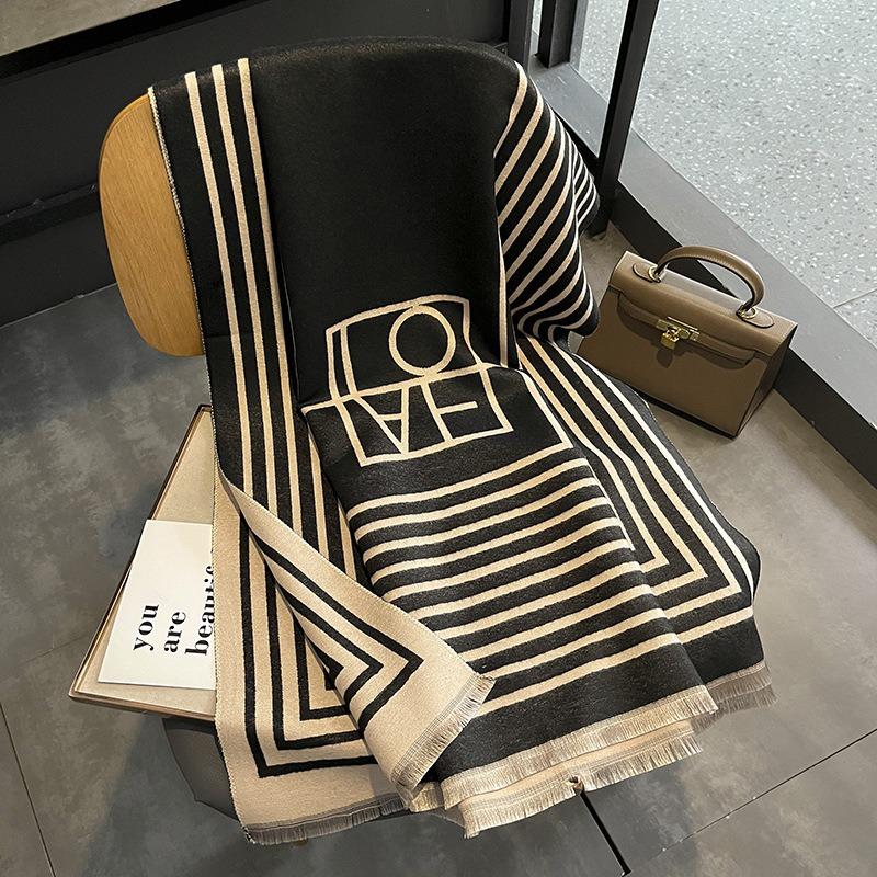 New imitation cashmere scarf women's winter versatile thickened double-sided student windproof scarf air conditioner shawl