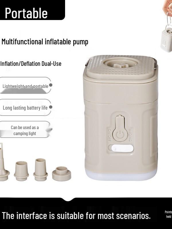 Portable Electric Air Pump for Camping and Swimming Rings - Inflate/Deflate Dual-Use