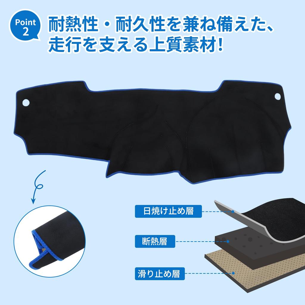 TUCKBOLD Dashboard Mat for Nissan Micra March K13 Interior Dashboard Protective Custom Accessory Sun Flannel Material Black with Blue Line 1 Piece Set