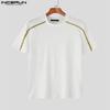 INCERUN Men Summer T-shirts Casual Short Sleeve Stitching Fitted Tops