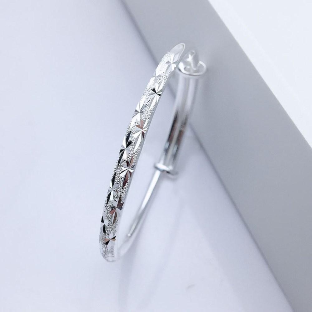 Pretty Shining Gypsophila Stars Cuff Bangles 999 Sterling Silver Bracelets for Women Fashion Fine Wedding Party Gifts Jewelry