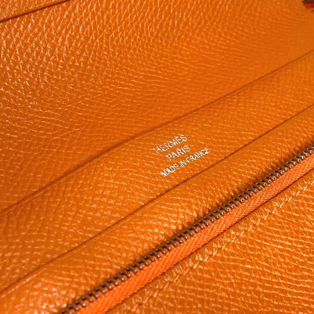 HERMES Azap Integral Long wallet Zip Around Long Wallet Leather Orange