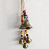 Bohemian Wind Chime 6/8 Bronze Bells Colorful Wood Beads Handmade Boho Hanging Decor Garden Patio Yard Rustic Home Decoration