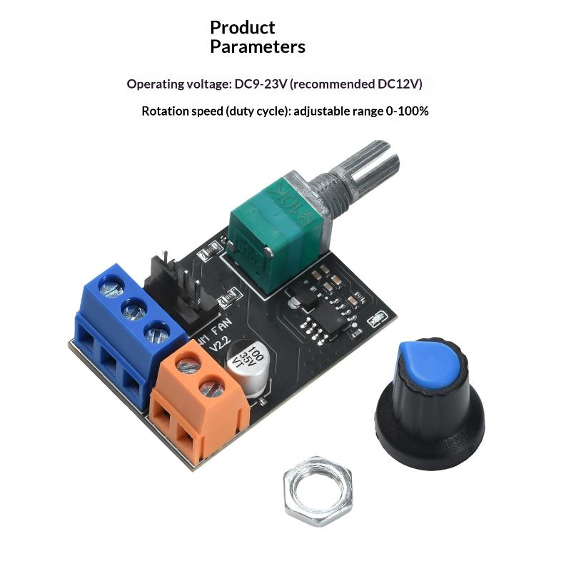 DC12V PWM Fläkthastighetsregulator Modul Med Strömbrytare 3/4-tråds Motorregulator Elektrisk Fläkthastighetskontrollratt För Dator PC-chassi