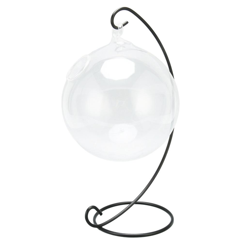 Hanging Glass Fish Tank Transparent Desktop Hanging Glass Fish Bowl with Stand for Office Home Decoration