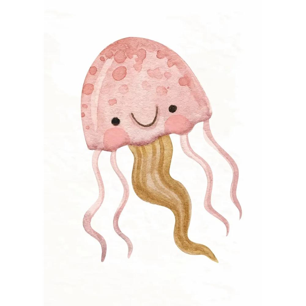 Cute Ocean Animals Watercolor Poster Minimalism Beach Octopus Whale Prints Canvas Painting Wall Art Picture Home Kids Room Decor