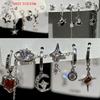 (YOUU06)6PCS SET Goth Punk Vintage Aesthetic Crystal Heart Moon Cross Star Pendant Earrings For Men Women Grunge Y2K Jewelry