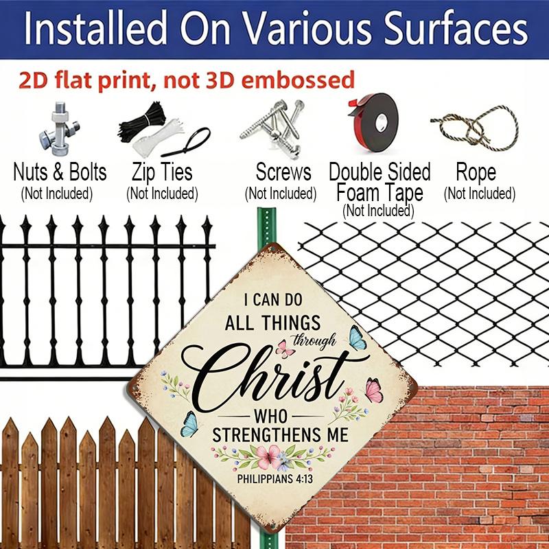 2D Flat, 1pc Vintage Christian Themed Aluminum Sign, English Bible Verse Wall Art, Rustic Aluminum Plaque, Suitable for Church, Study, Living Room
