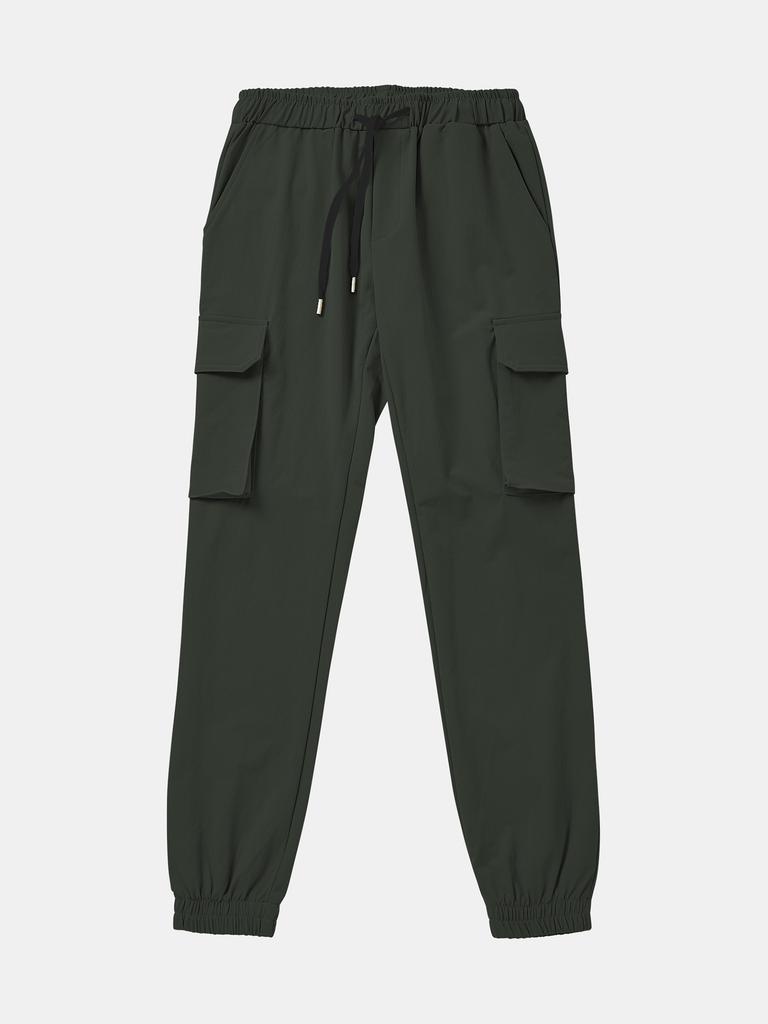 IKALOOK Four-Way Stretch Elastic Waist Cargo Jogger Pants Cpt155