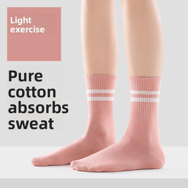 Female Spring and Summer Cotton Running Yoga Fitness Exercise Sweat Absorption Breathable Tube Socks