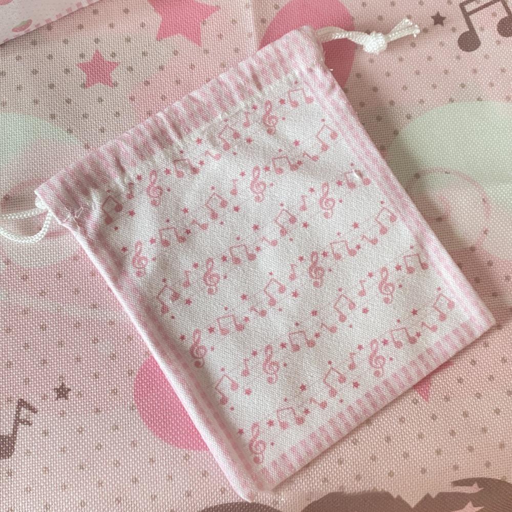 Strawberry Musical Note Drawstring Bag Large Capacity Makeup Storage Pouch New Coin Purse