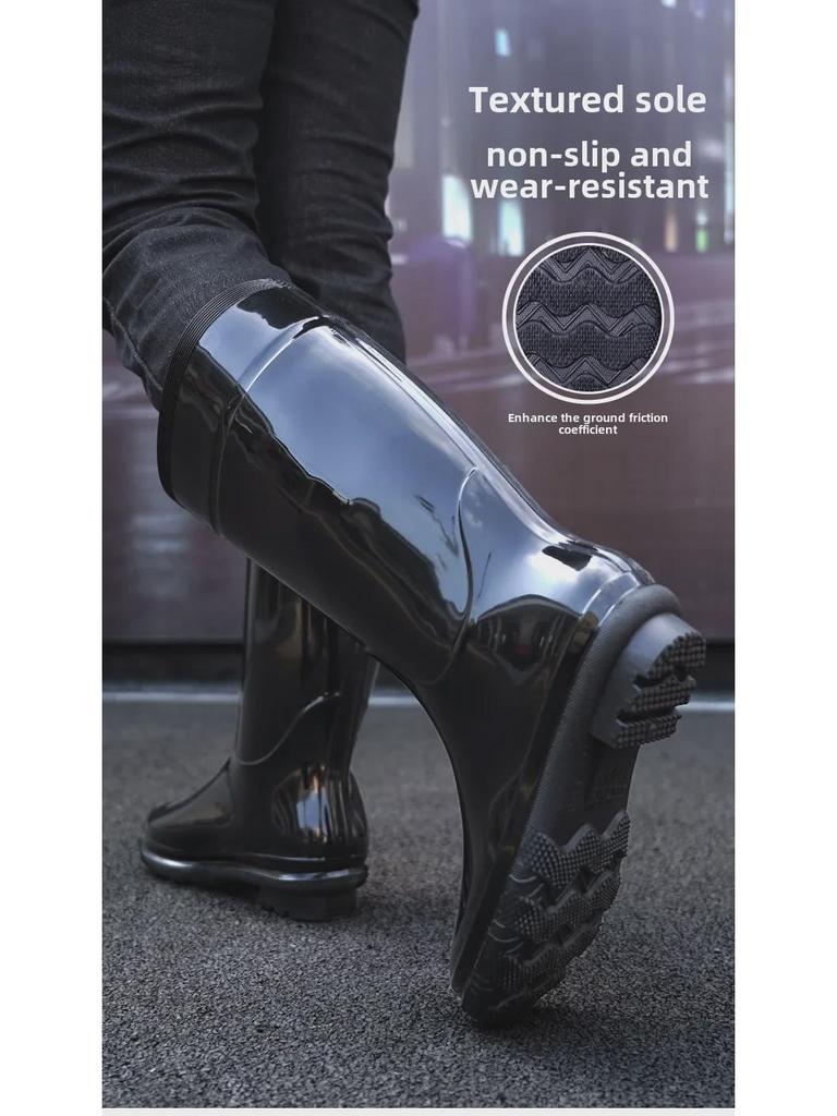 Men's Wear-Resistant Waterproof PVC Work Boots: Non-Slip, Velvet-Lined for Autumn/Winter